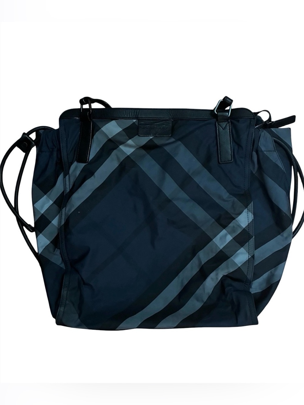 Authentic Burberry Buckleigh Tote Vintage Supernova Check Black Gray Nylon Purse - Picture 5 of 9